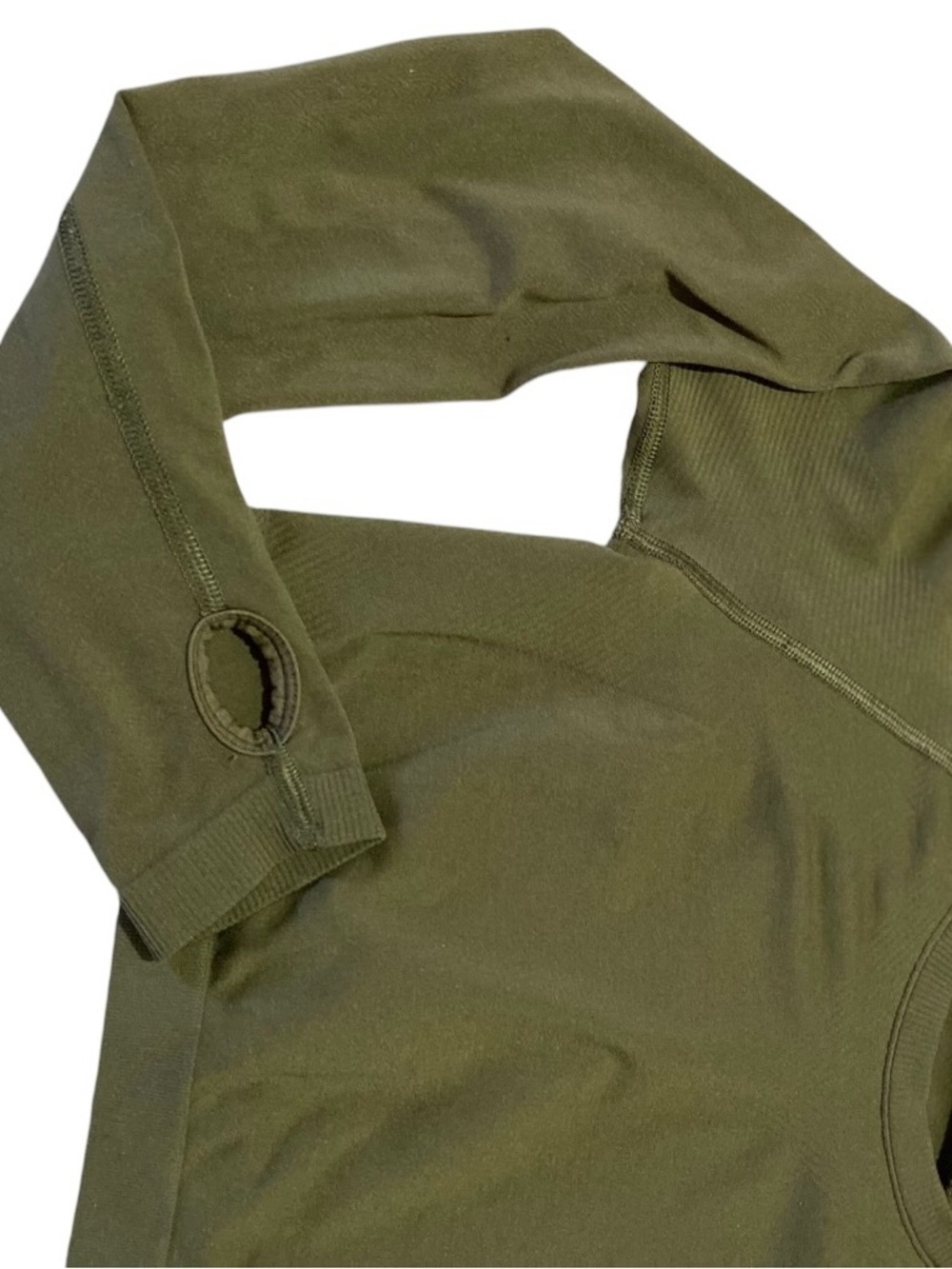 Alphalete Olive Green Long Sleeve Crop Top M Athletic Workout Gym Activewear - Picture 4 of 5
